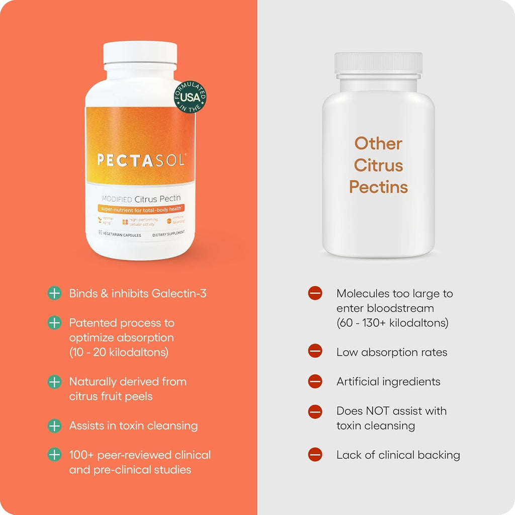 Pectasol Modified Citrus Pectin – 270 Capsules – Total-Body Health Supplement to Support the Heart, Immune System, Inflammation Response & Healthy Aging + Maintain Healthy Galectin-3 Levels