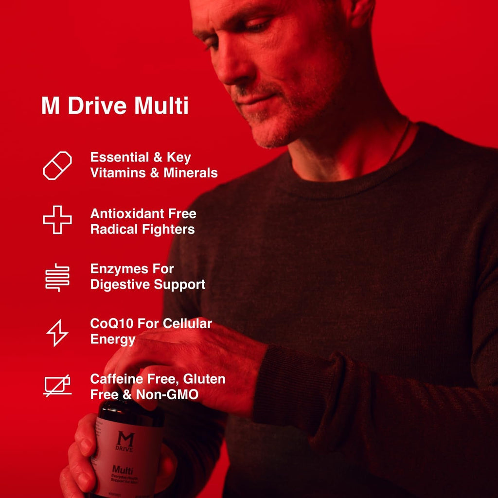 Mdrive Multivitamin for Men, Daily Multivitamin - Immune Health Support from Zinc, Selenium, Manganese & Vitamin D, Enzymes for Digestive Support, Coq10 for Energy and Vitamin K2, 90 Capsules