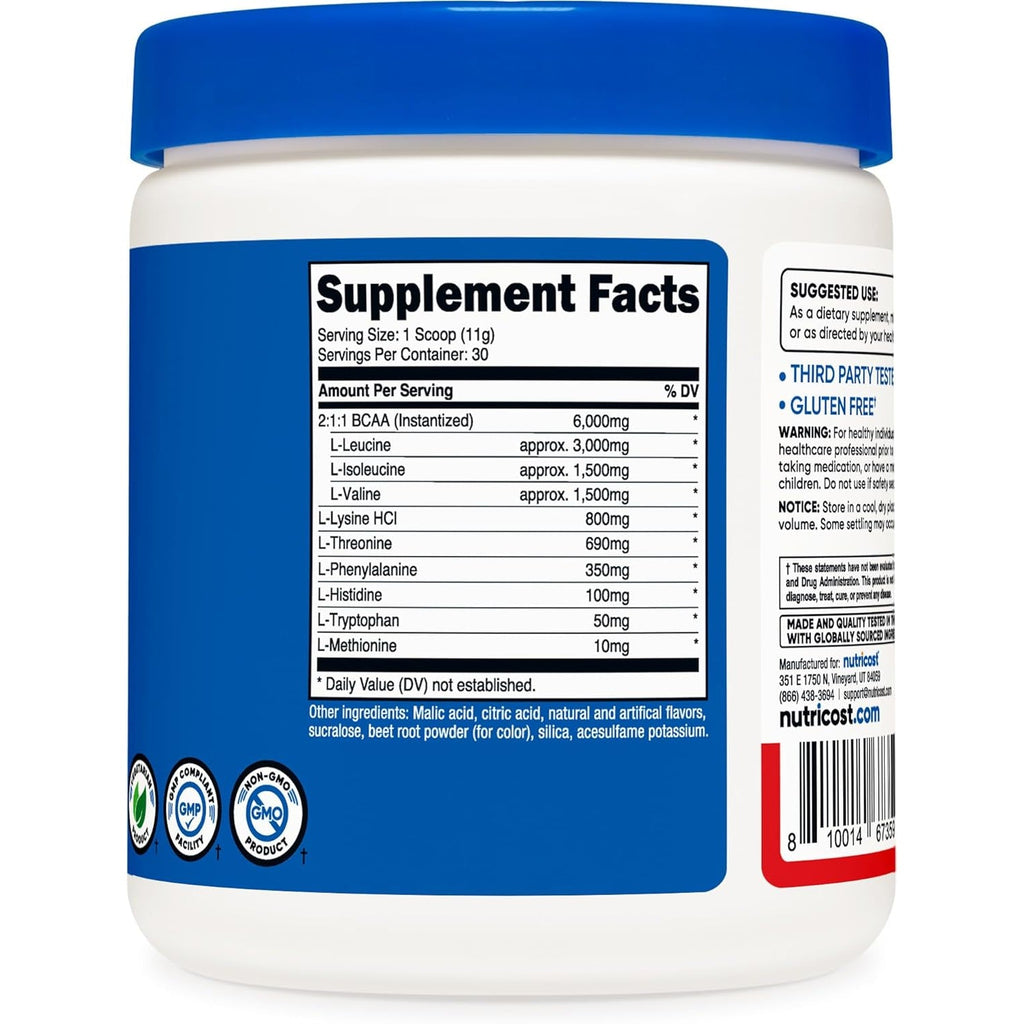 Nutricost EAA Powder 30 Servings (Fruit Punch) - Essential Amino Acids - Non-Gmo, Gluten Free, Vegetarian Friendly