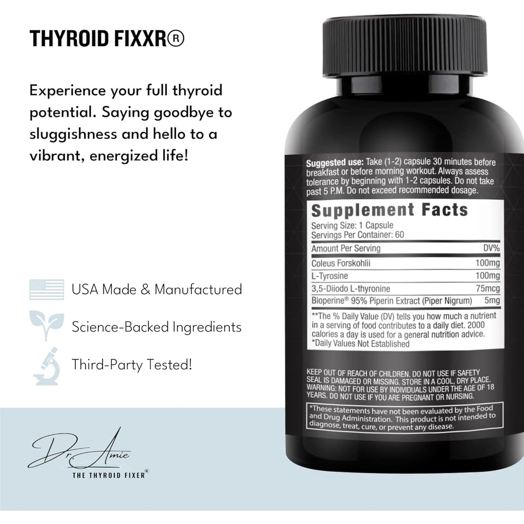 Thyroid Support by Dr. Amie | T2 Thyroid Supplement | 30 Day Supply, 60 Capsules