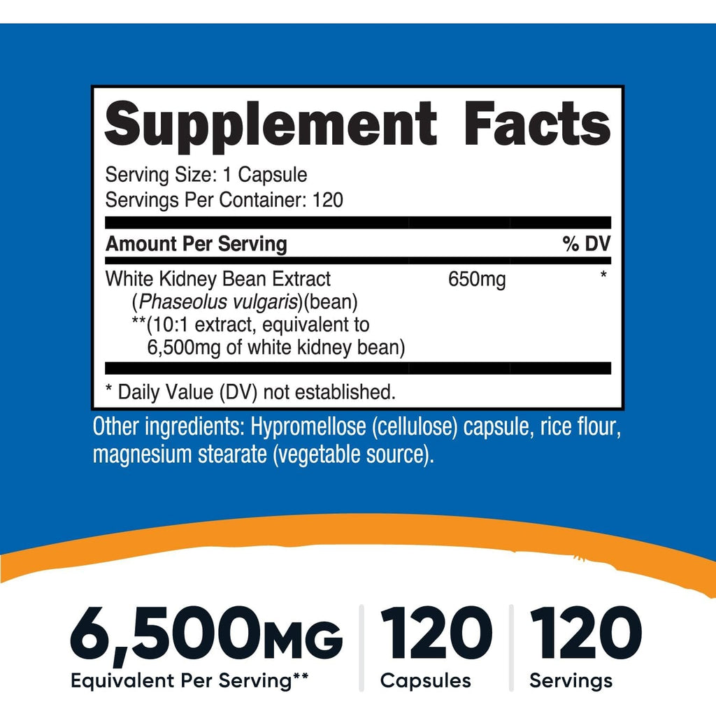 Nutricost White Kidney Bean Extract 120 Capsules for 120 Servings per Bottle - Vegetarian Caps, Gluten Free and GMO Free