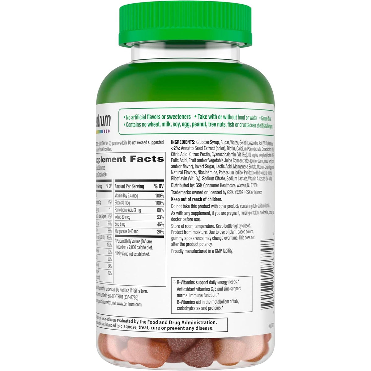 Centrum Multigummies Gummy Multivitamin for Adults, Multivitamin/Multimineral Supplement with Vitamins D, B and E, Assorted Fruit Flavor - 18 Count