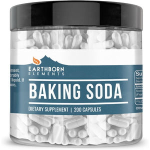 Earthborn Elements Baking Soda Capsules, 200 Capsules, Sodium Bicarbonate