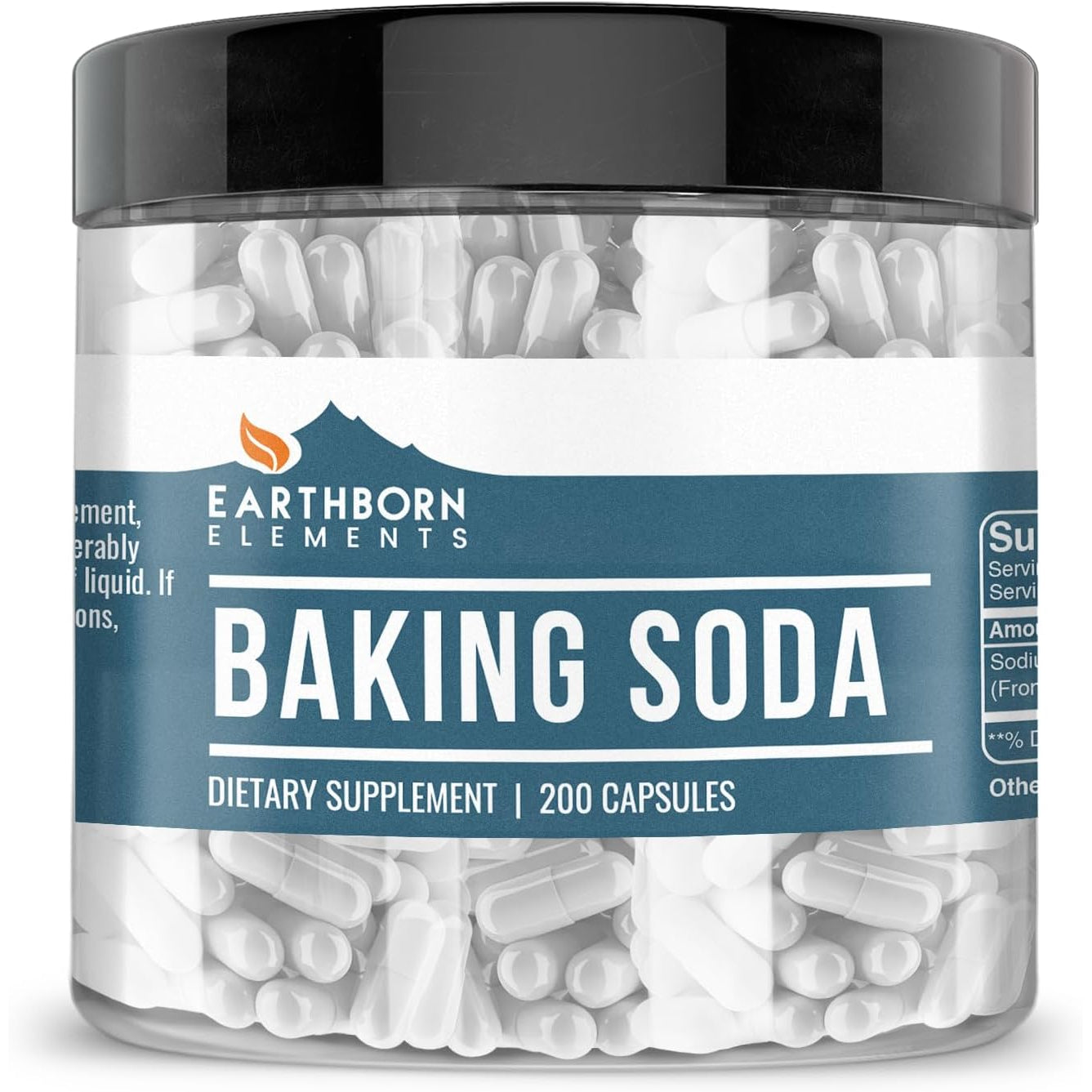 Earthborn Elements Baking Soda Capsules, 200 Capsules, Sodium Bicarbonate