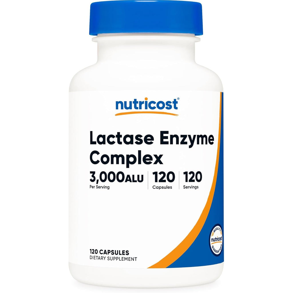Nutricost Lactase Enzyme Complex 3,000 FCC ALU, 120 Vegetarian Capsules - Non-Gmo, Gluten Free, 120 Servings