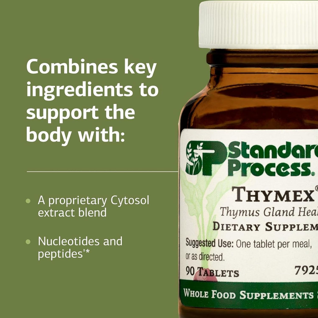 Standard Process Thymex - Cytosol Extract Dietary Supplement for Immune Health - Gluten-Free, Non-Dairy, & Non-Soy - 90 Tablets (90 Servings)
