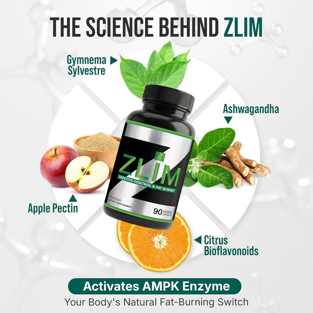 Dr. Zisman ZLIM Fiber Capsules – Fiber Supplement for Digestive & Gut Health Support – Apple Pectin, Gymnema Sylvestre & Ashwagandha – Plant-Based Dietary Supplement – 90 Veggie Capsules