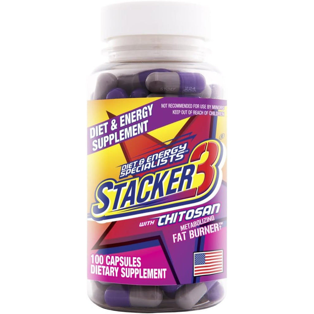 Stacker 3 Metabolizing Fat Burner with Chitosan, Capsules, 100Count Bottle