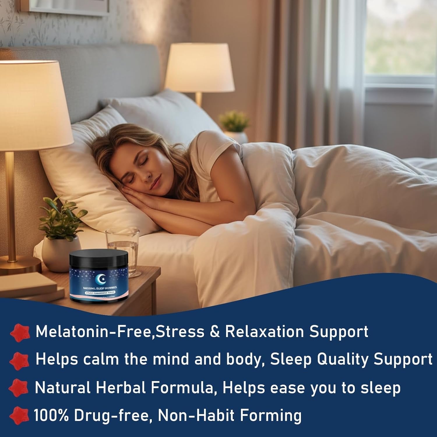 ZAYMAN Melatonin Free Sleep Gummies, Natural Sleep Aid Gummies with L-Theanine, Magnesium Glycinate, Valerian Root, Passionflower - Sugar Free, Strawberry Flavor, Vegan, 60 Count