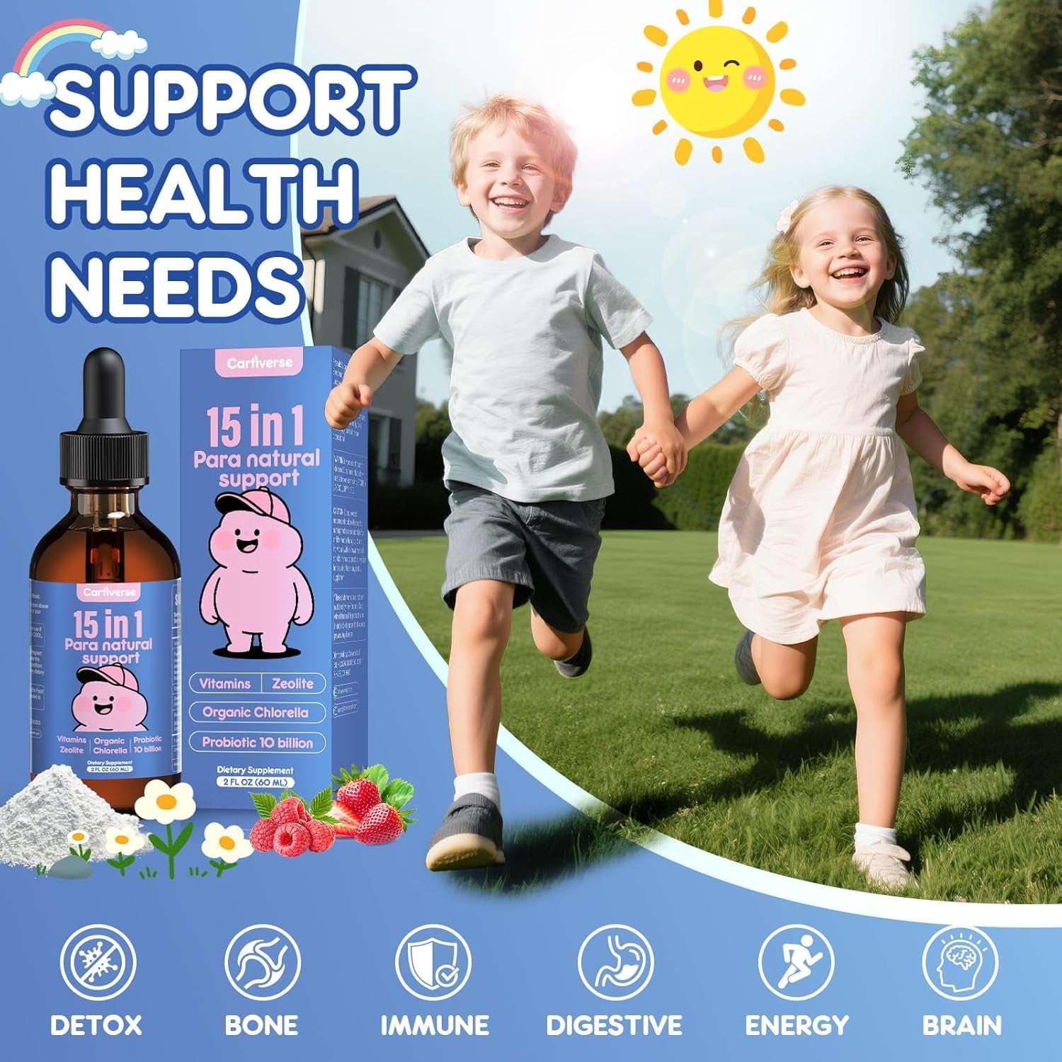 Parasite Cleanse for Humans & Kids,Parasite Cleanse for Children,Zeolite Detox Liquid Drops,Candida Cleanse & Wellness Formula,Contains Wormwood Black Walnut Clove,Organic Chlorella,Oregano,2 Fl Oz