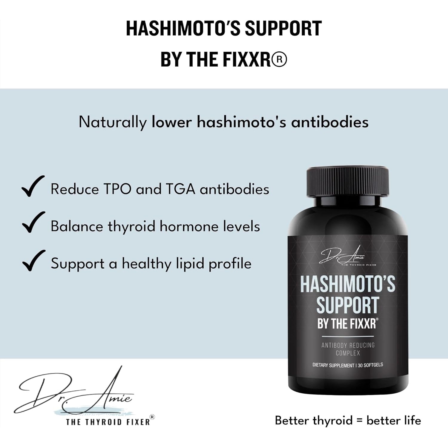 Hashimoto'S Support by Dr. Amie | Antibody Reducing Complex | 30 Day Supply, 30 Softgels