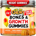 OH MY CHEWY Height Growth Vitamin Gummies for Kids & Teens - Growing up and Bones Support for Supplement with Calcium, Zinc, Vitamin D3, K2, Spirulina and Astragalus – Peach & Mango 60 CT