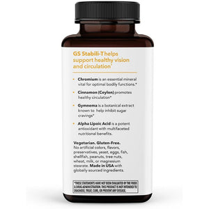 Lifeseasons GS Stabili-T - Blood Sugar Support Supplement - Healthy Circulation & Vision - Maintain Normal Levels - Chromium Cinnamon Gymnema Bilberry & Alpha Lipoic Acid - 90 Capsules