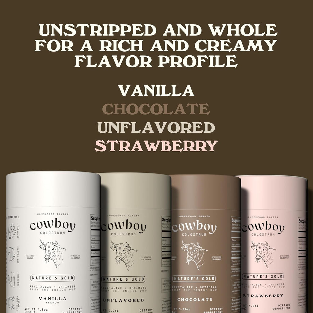 Cowboy - the Exclusive 1St Milking, Whole, Grass Fed Colostrum Supplement for Full Body Health - Bovine Colostrum Powder Packed W/Bioactive Nutrients - Sugar Free (Vanilla, 40 Servings)
