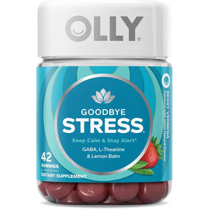 OLLY Goodbye Stress Gummy, GABA, L-Theanine, Lemon Balm, Stress Relief Supplement, Berry - 42 Count