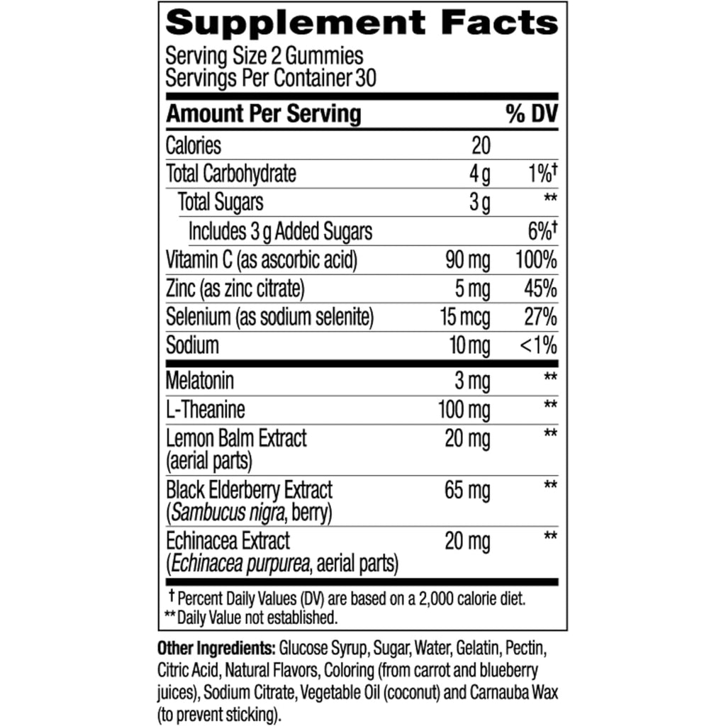 OLLY Immunity Sleep Gummy, Immune and Sleep Support, 3Mg Melatonin, Echinacea, Zinc, Vitamin C, Chewable Supplement, Berry - 60 Count