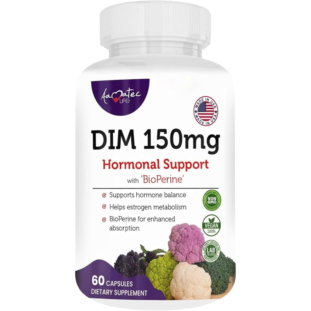 Women’S DIM Complex 150Mg - Bioperine Estrogen Balancing Pills for Menopause & Hot Flashes Relief Support Hormonal Acne Powerful Supplement - 60 Capsules - Made in USA