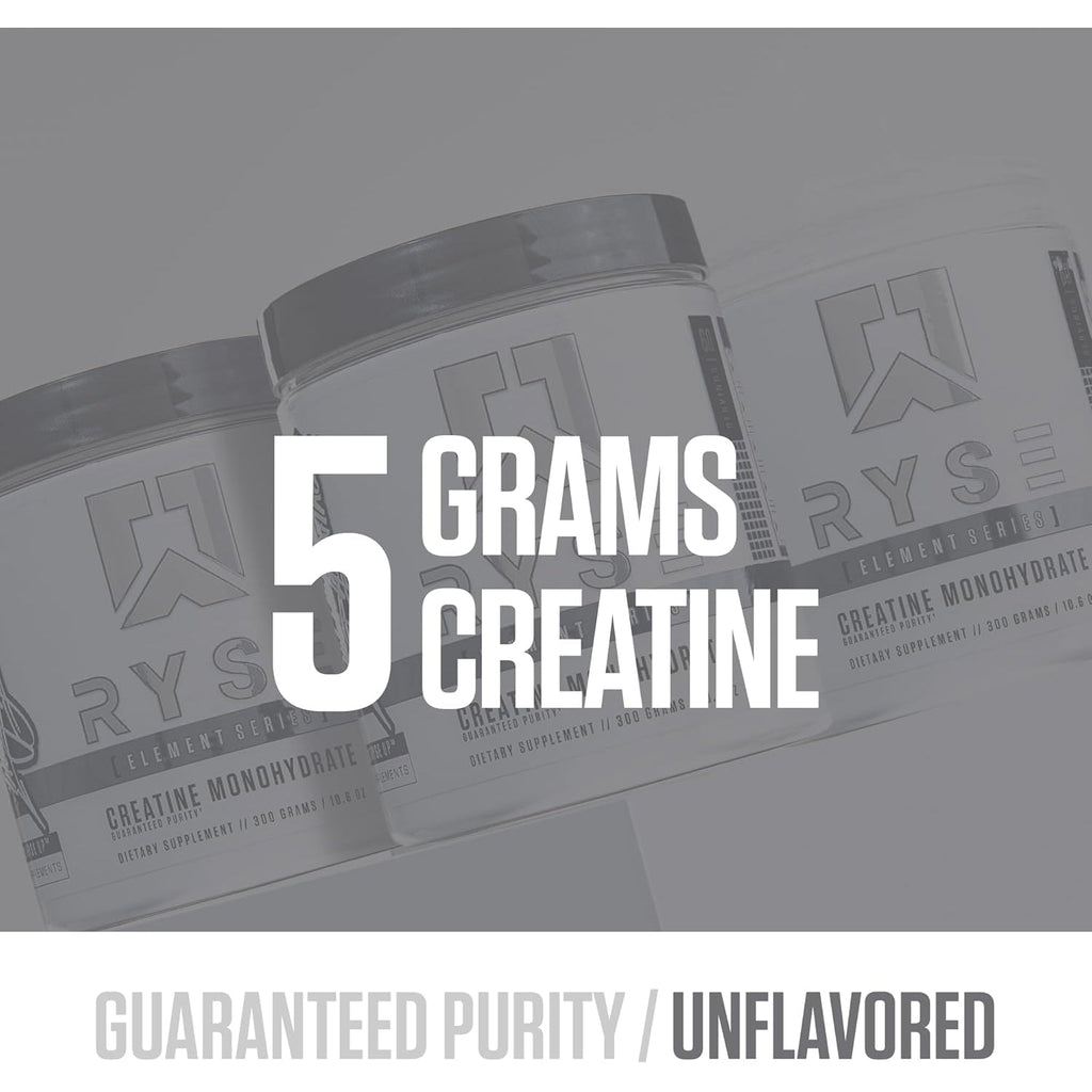 RYSE Creatine Monohydrate Powder - Unflavored - Supports Men & Women Lean Muscle Growth, Strength, Power, and Endurance - Helps Reduce Fatigue and Improve Workout Recovery - 60 Servings