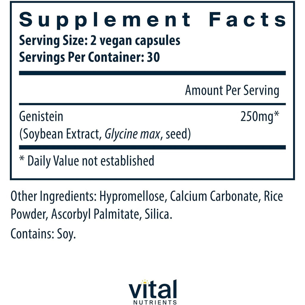 Vital Nutrients Genistein - Easily Absorbed Isoflavones for Bone Health Support* - Vegan Supplement - Gluten and Dairy Free - Non-Gmo - 60 Capsules