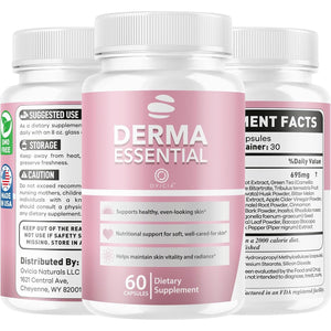 Derma Essential - Derma Essential Capsules Advanced Formula Support Premium Natural Ingredients, Dermaessential Pills Maximum Strength Health and Wellness Reviews, 60 Capsules for 1 Month