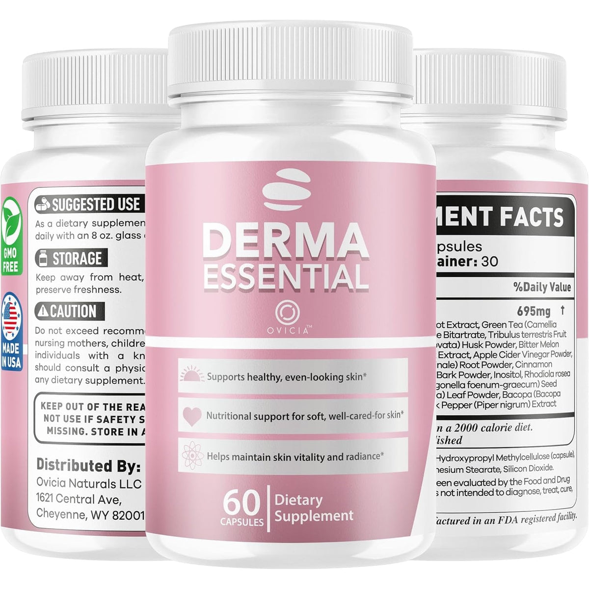 Derma Essential - Derma Essential Capsules Advanced Formula Support Premium Natural Ingredients, Dermaessential Pills Maximum Strength Health and Wellness Reviews, 60 Capsules for 1 Month