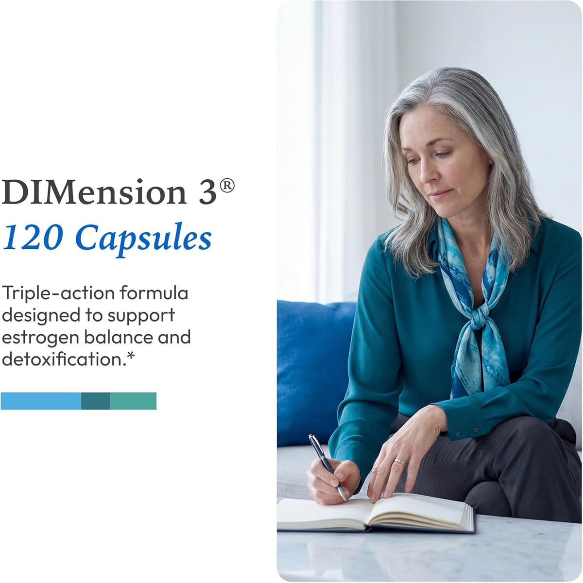 XYMOGEN Dimension 3 - DIM Supplement for Hormonal Balance & Estrogen Metabolism Support* - with Curcumin & Bioperine - Gluten-Free - 120 Capsules