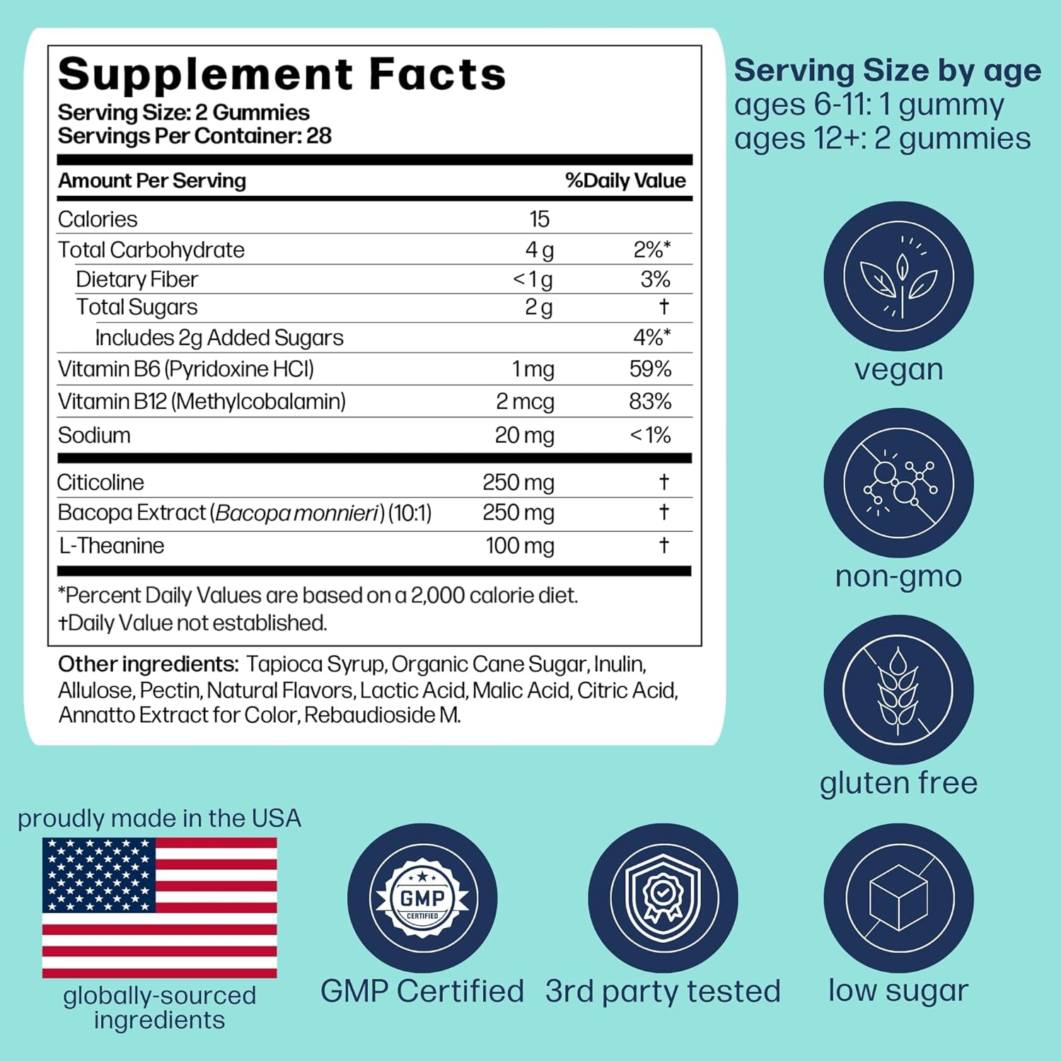 Avantera Elevate Kids Gummies - Best Focus Gummies for Memory & Brain Support - No Caffeine - Low Sugar - 56 Gummies for Ages 6+