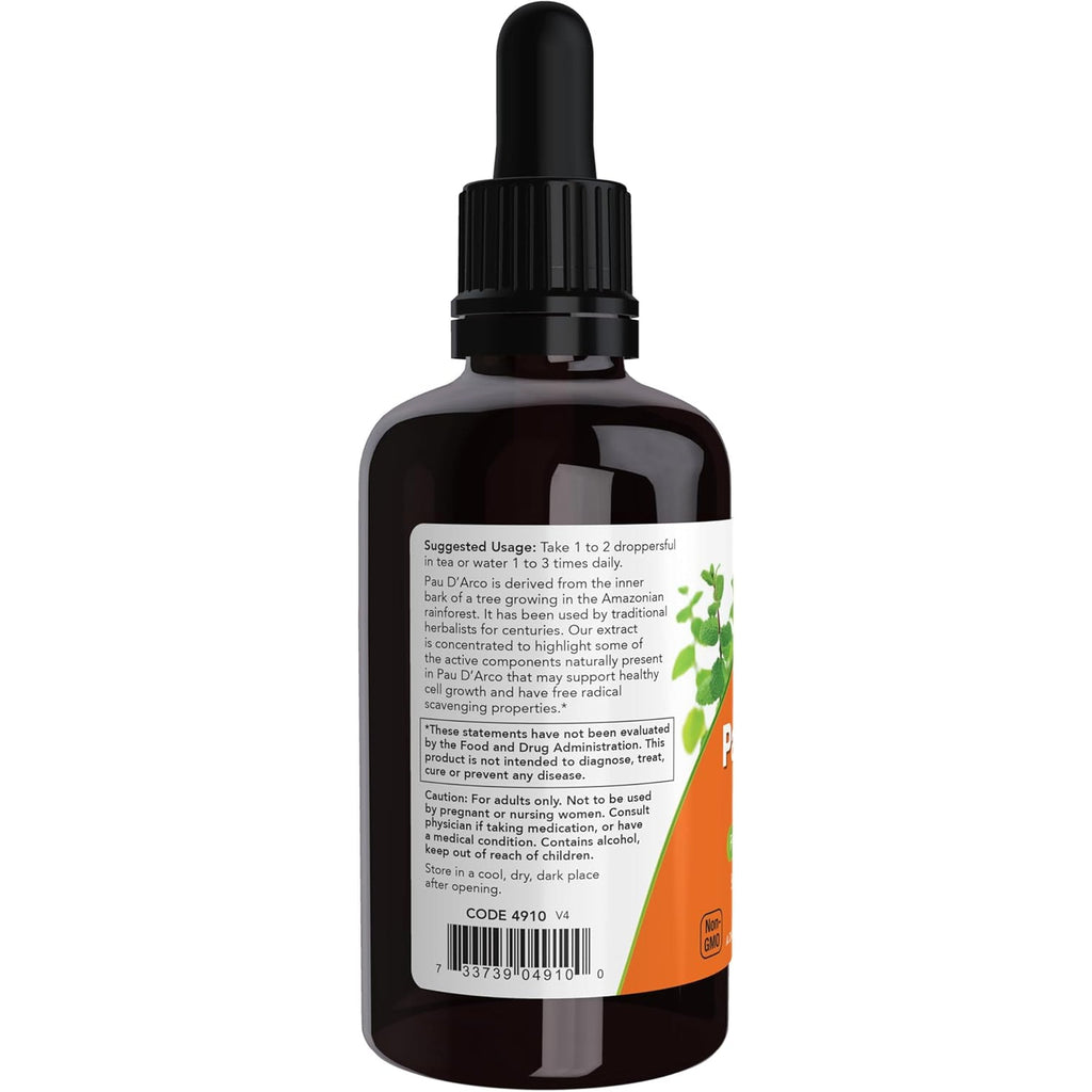 NOW Foods Supplements, Pau D'Arco Extract Liquid with Dropper, Free Radical Scavenger*, 2-Ounce