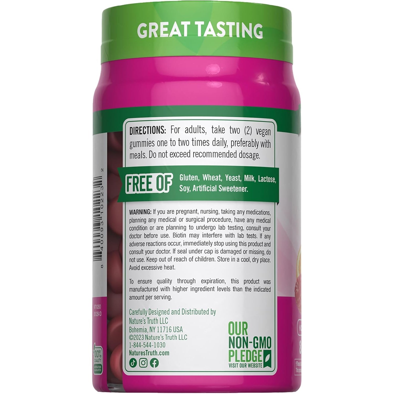 Nature'S Truth Hair Skin and Nails Gummies | 80 Count | 2500Mcg of Biotin | Vegan, Non-Gmo, Gluten Free Supplement | Vitamin for Women & Men