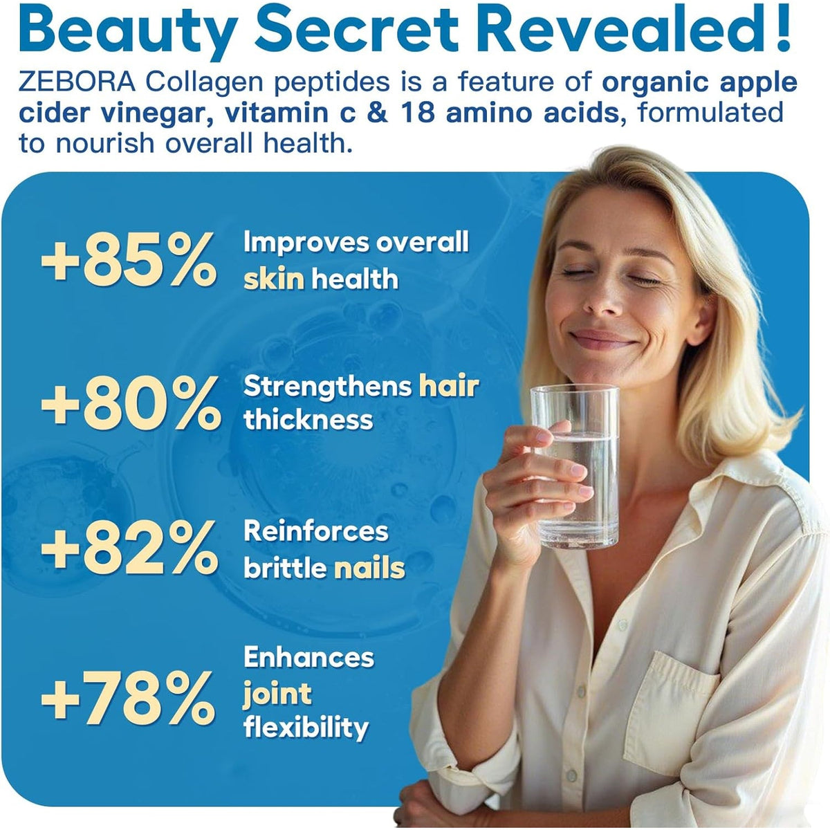 ZEBORA Multi Collagen Peptides Powder with Probiotic for Gut Health, Hydrolyzed Collagen with Digestive Enzymes, Prebiotics for Women, Support Digestive Health, Skin, Hair, Joints, Non-Gmo,35 Servings