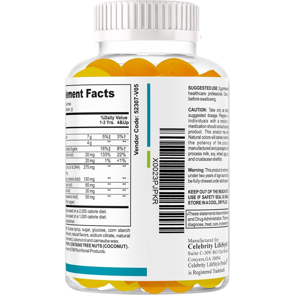 Ez-Focus Gummies for Kids, Teens and Youth – Brain Focus, Memory & Attention Support, DHA & Omega-3 for Kids, Concentration and Focus Supplement, Calm and Study Brain Vitamins 60 Ct