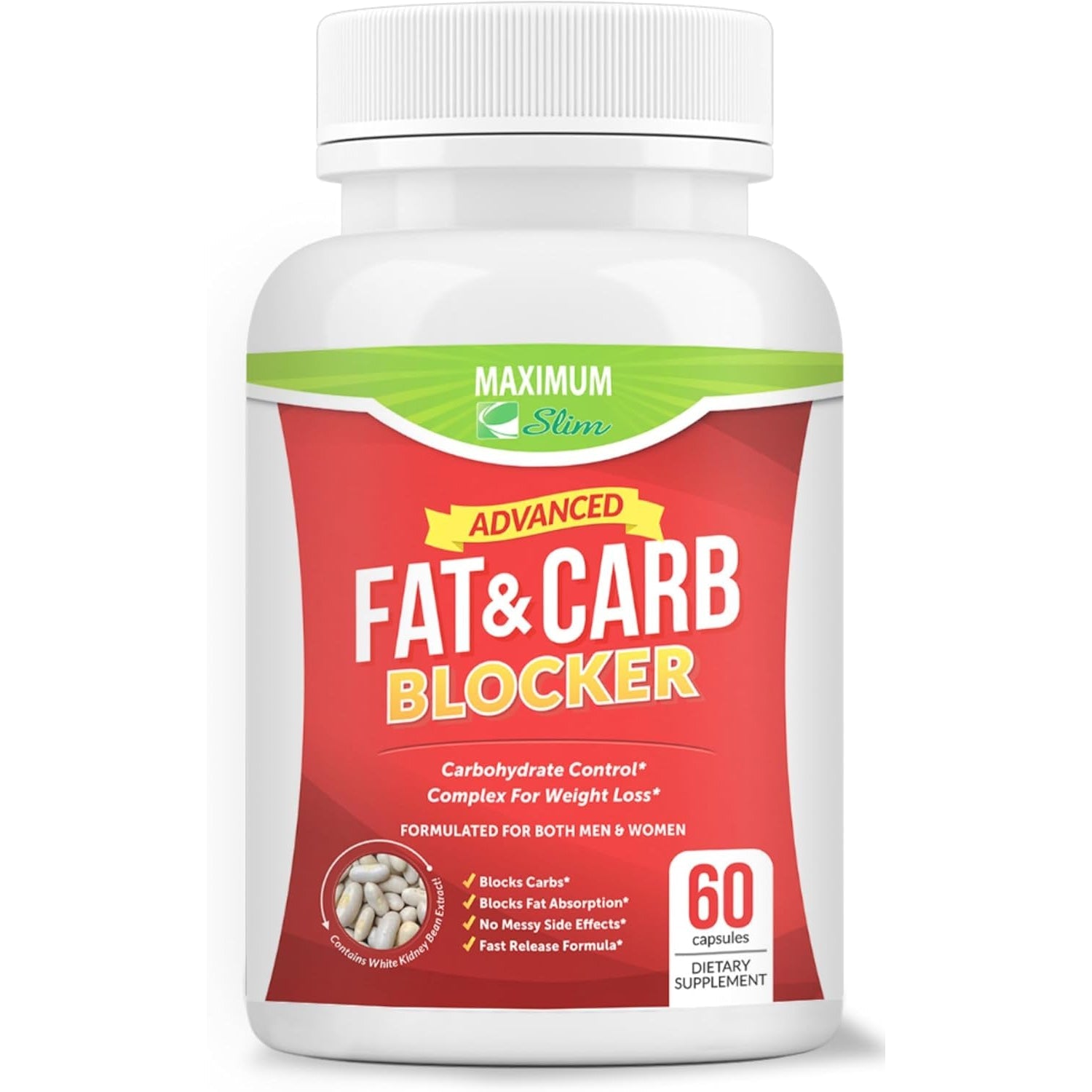 Maximum Slim Fat & Carb Blocker Pure Kidney Bean Extract for Weight Loss and Appetite Suppressant,