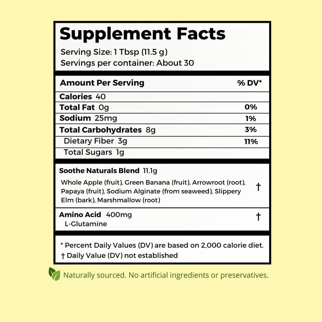 Soothe Naturals Acid Reflux Powder - L Glutamine for Gut Health, Acid Reflux Medicine, Leaky Gut Repair, Gut Lining Repair, Alginate for Acid Reflux (30 Servings)