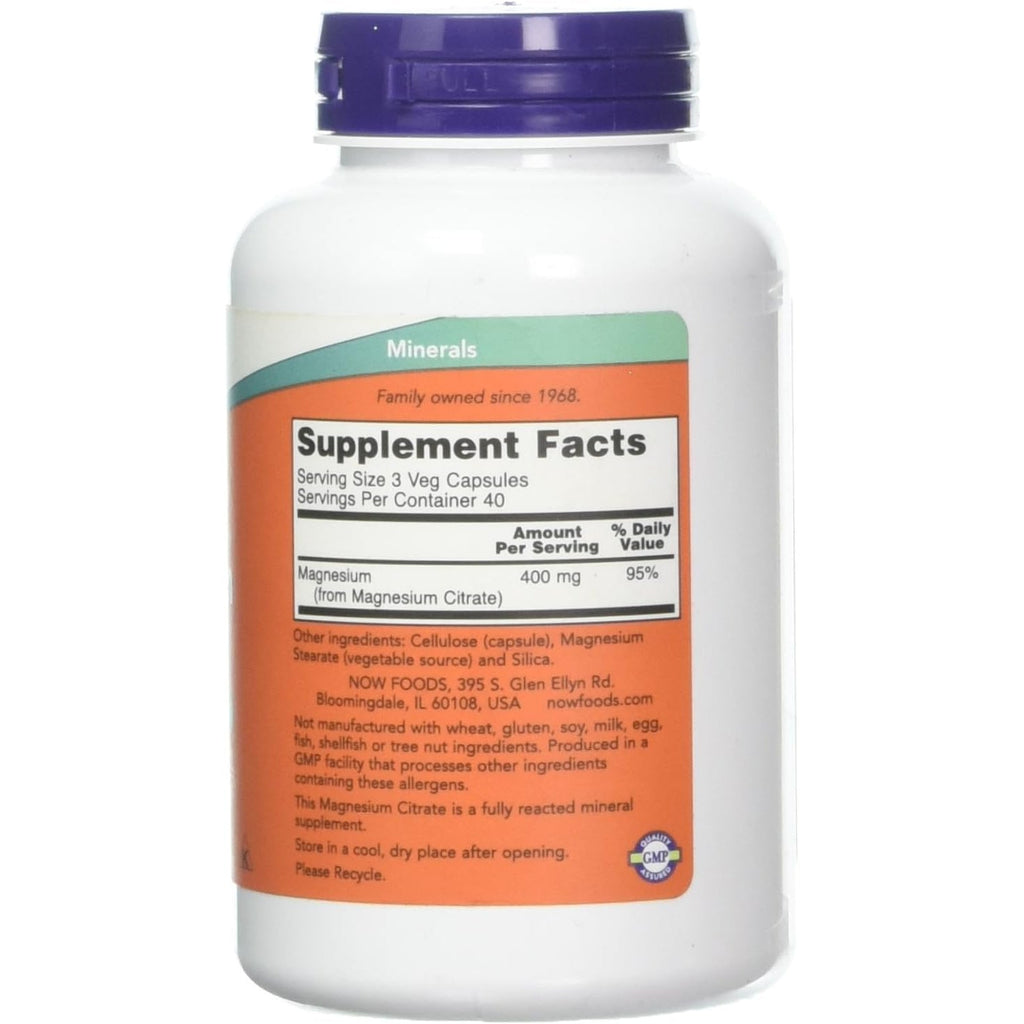 Now Foods Magnesium Citrate Caps- 120 Vcaps ( 2-Pack)