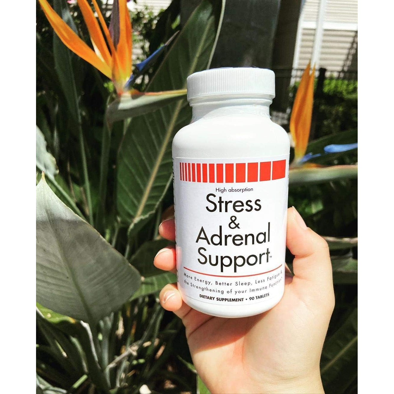 Stress and Adrenal Support - 90 Chewable Tablets - Citrusy Orange Flavor - Easily Digestible - by New Health Products