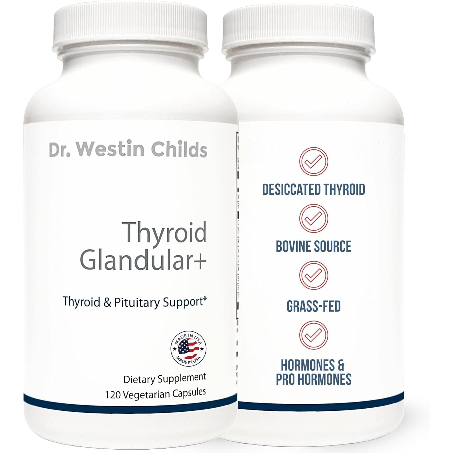 Dr. Westin Childs - Thyroid Glandular+ Freeze Dried, Grass-Fed Bovine Thyroid Support & Endocrine Health Supplement - L-Tyrosine, Selenium, Iodine 120 Ct