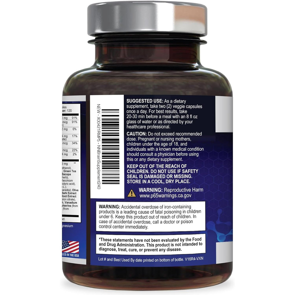 Brain Memory Supplement Pills - 3X Strength Nootropics for Concentration, Clarity & Focus Support - Brain Health Cognitive Vitamins with Bacopa, Phosphatidylserine & DMAE, Brain Booster - 240 Capsules