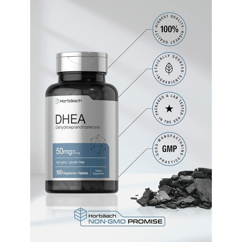 Horbäach DHEA 50Mg | 150 Tablets | Non-Gmo, Gluten Free Supplement
