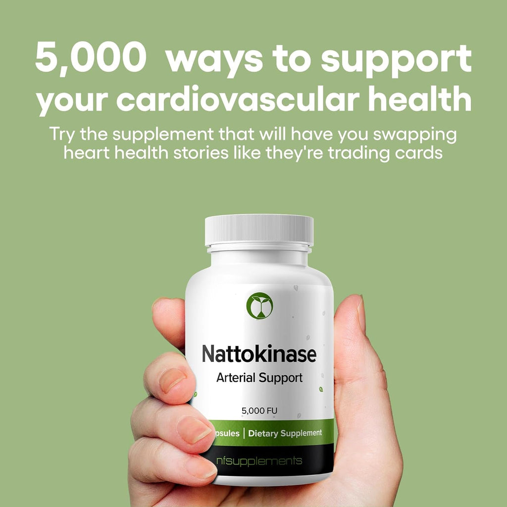Nattokinase 5000FU Arterial Support - Targets Plaque | Third Party Tested Verified Quality | 30 Vegetarian Capsules | Non-Gmo, Gluten Free, Vegan Friendly | Natural Ingredients Health Supplement (30)