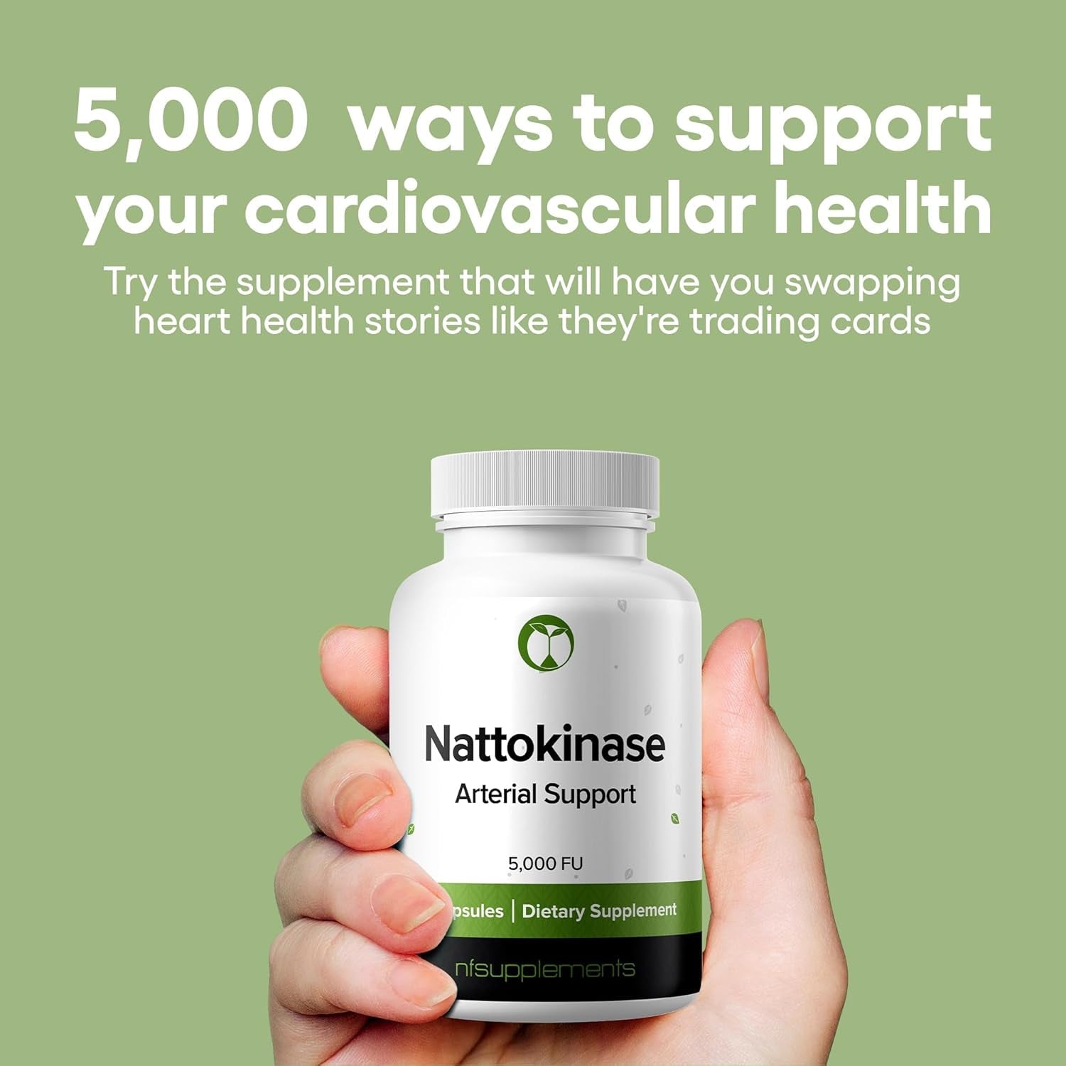 Nattokinase 5000FU Arterial Support - Targets Plaque | Third Party Tested Verified Quality | 30 Vegetarian Capsules | Non-Gmo, Gluten Free, Vegan Friendly | Natural Ingredients Health Supplement (30)