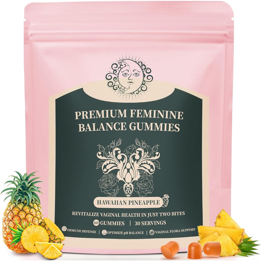 Feminine Balance Gummies for Women - Premium Balance Supplement for Women PH Health, Gut Healthy, Immune Support, Hawaiian Pineapple Flavor, 60 Gummies