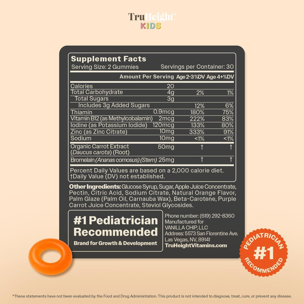 Truheight Kids Appetite Booster Gummies (Orange, Ages 2+) All Natural Toddler & Kids Appetite Stimulant to Eat More - Weight Gain Supplements - Vitamins for Underweight Children - Picky Eater Vitamin
