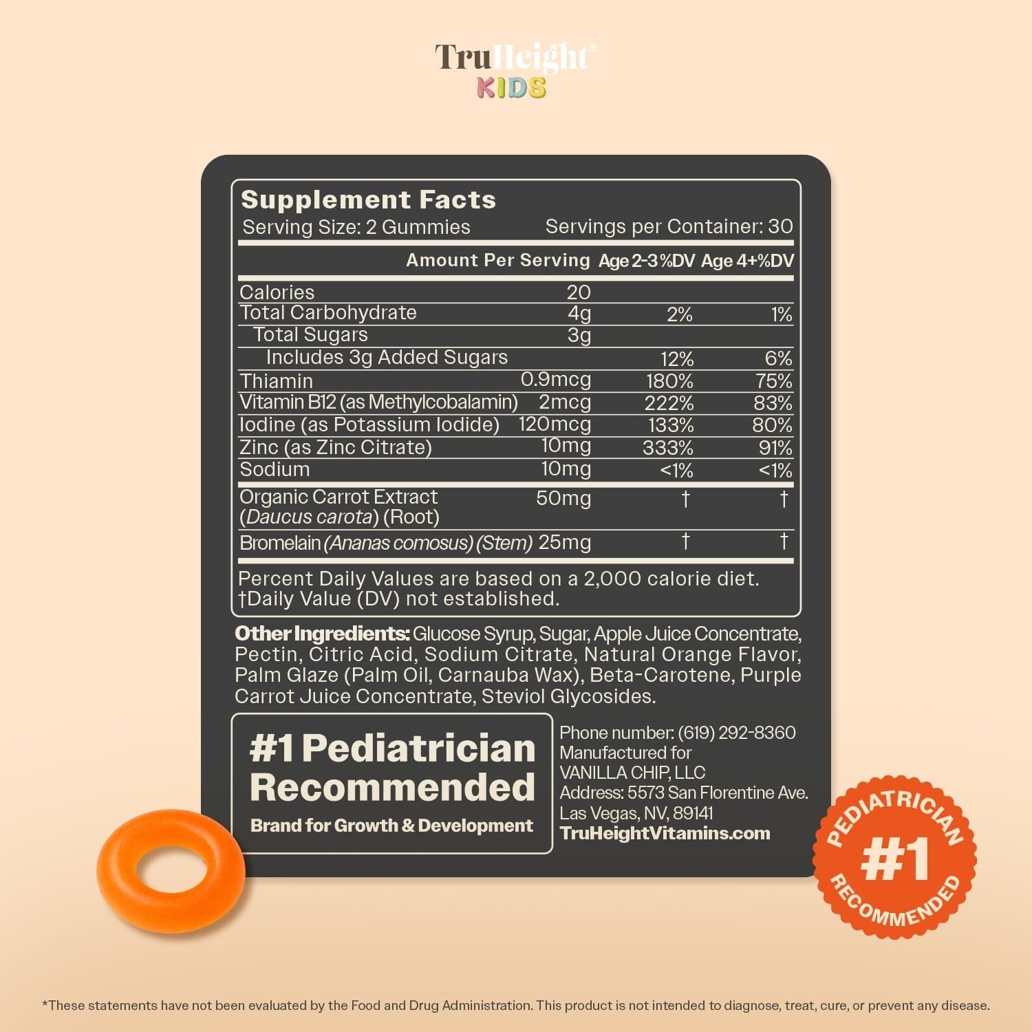 Truheight Kids Appetite Booster Gummies (Orange, Ages 2+) All Natural Toddler & Kids Appetite Stimulant to Eat More - Weight Gain Supplements - Vitamins for Underweight Children - Picky Eater Vitamin