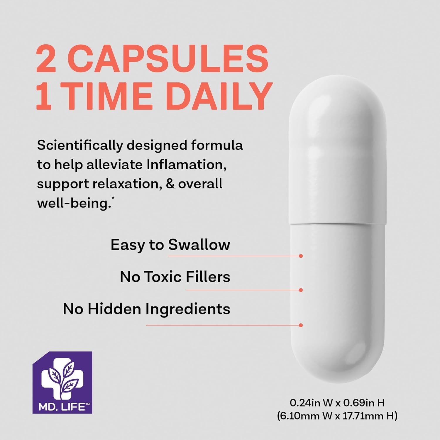 MD.LIFE Lock Jaw Assistance - 60 Vegan Capsules - TMJ Relief Support and Jaw Relaxer Supplement - Double Strength Formula Tension Relief- Third-Party Tested