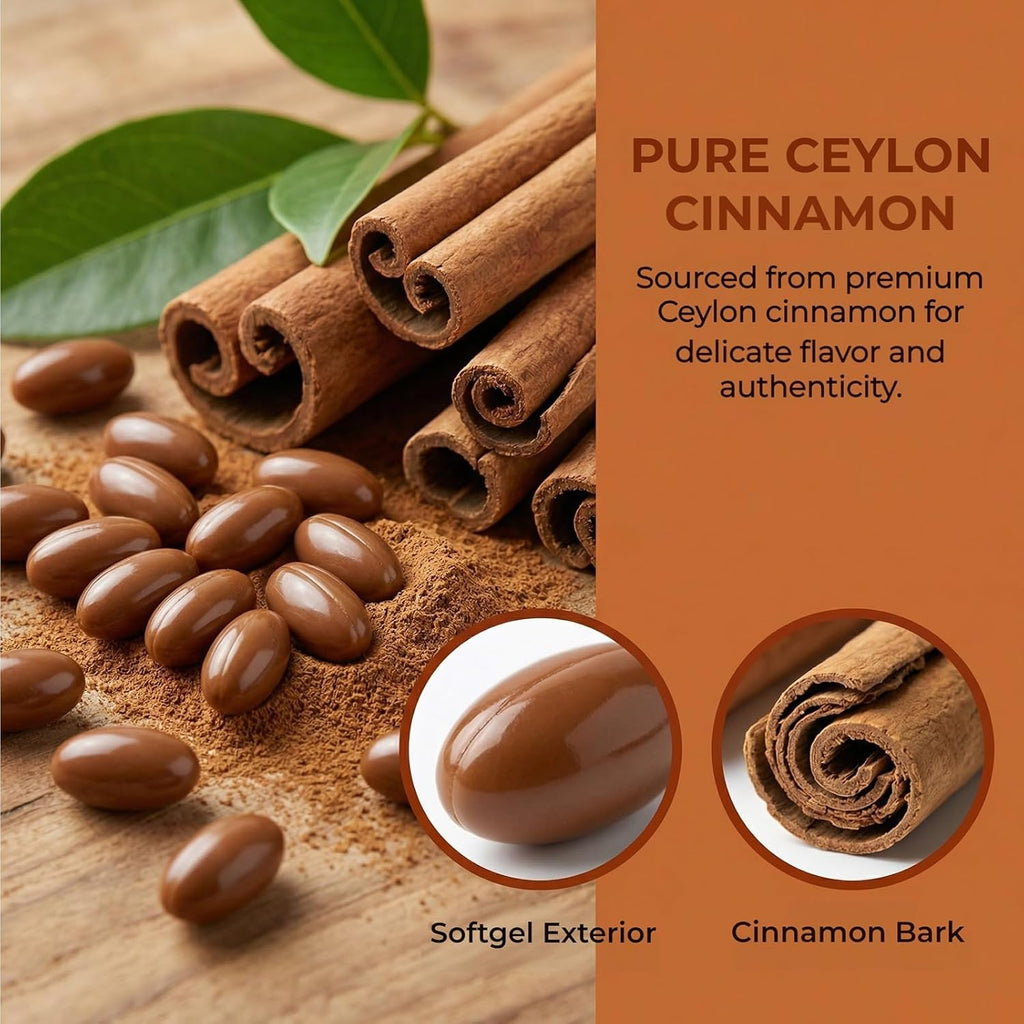 Living Root Ceylon Cinnamon - 300 Softgels 7200Mg Equivalent with MCT Oil, Livingroot Organic Ceylon Cinnamon Powder Supplement for Supports Metabolism, Liver Function & Energy (1)