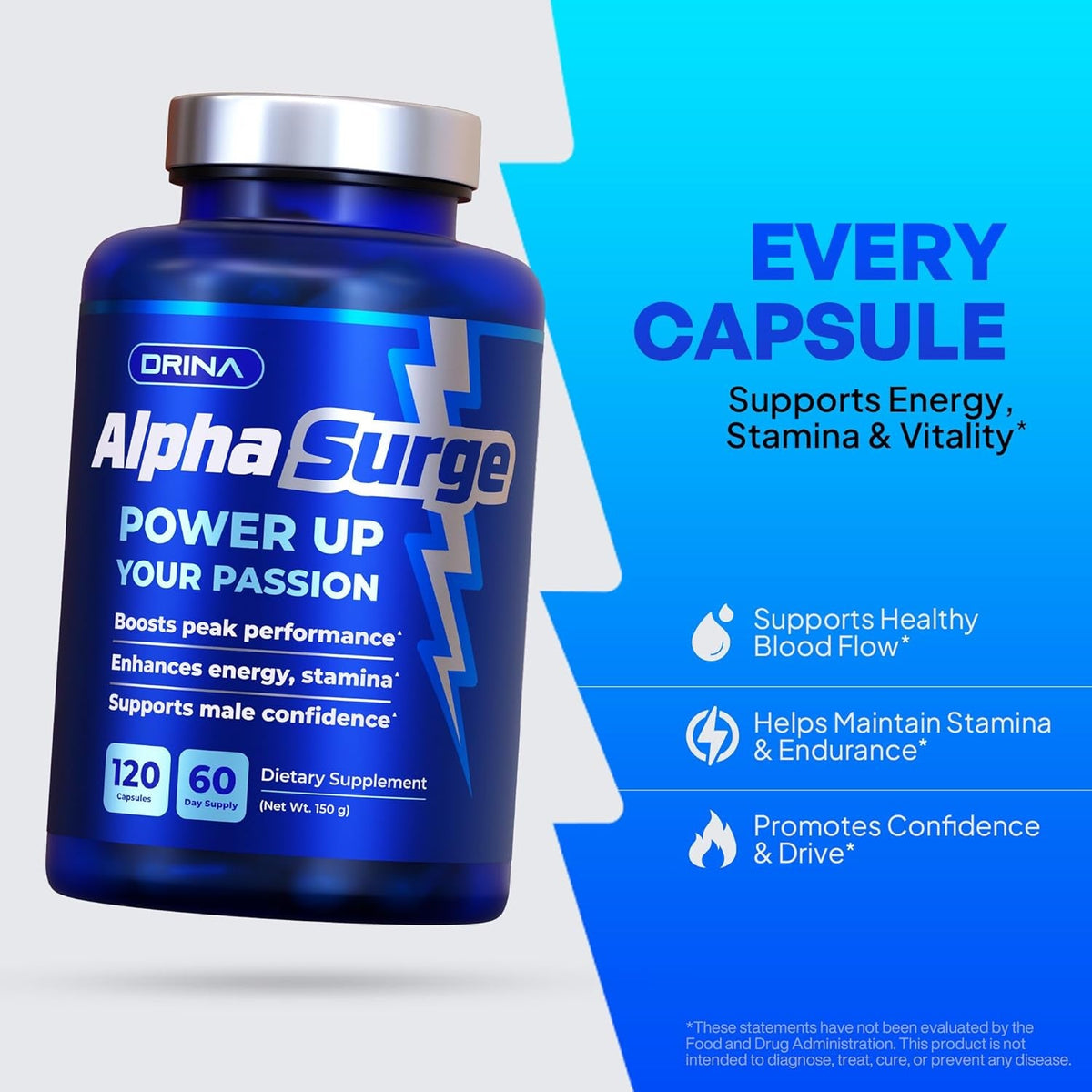 Pills for Men Fast Acting - Male Enhancing Supplement Testosterone Booster - Blood Flow, Libido, Size, Girth, Hardness, Stamina, Enlargement, Growth - Natural Performance Enhancer - 2 Month Supply