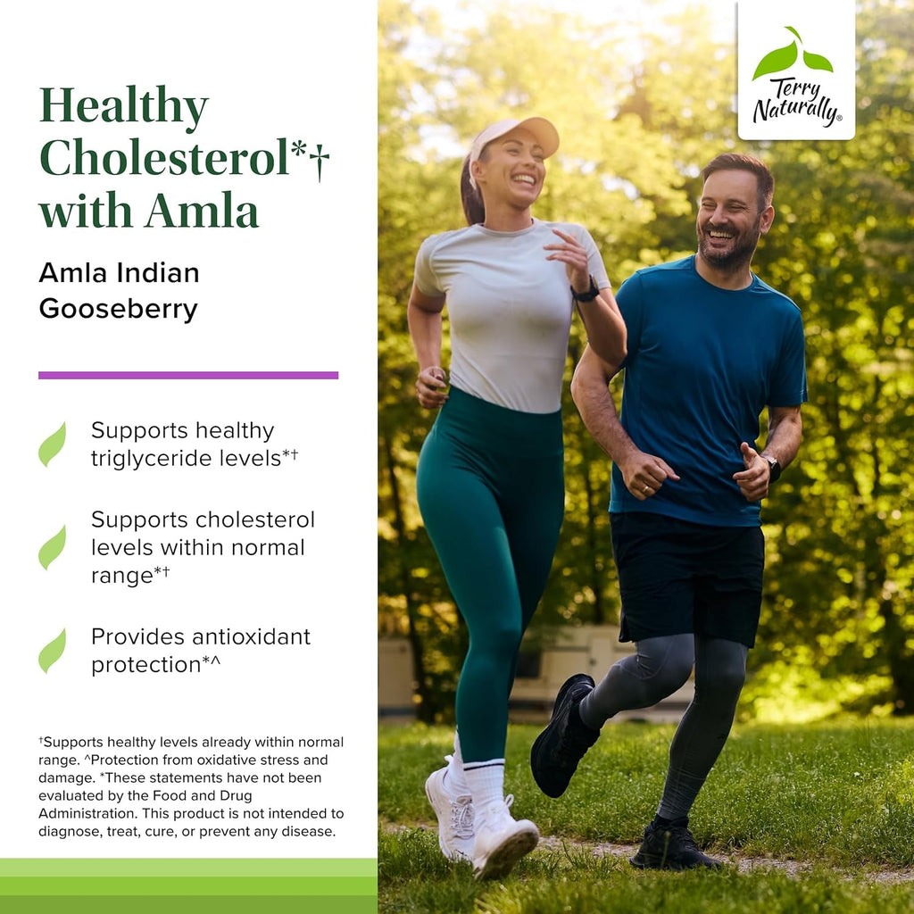 Terry Naturally Healthy Cholesterol with Amla - Supports Healthy Triglyceride Levels, Cardiovascular Health, Antioxidant - Non-Gmo, Gluten-Free, Kosher, 60 Count (Pack of 1)