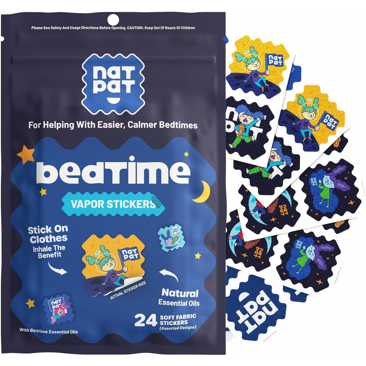 BUZZPATCH NATPAT Sleepy Patch Bed Time Stickers for Kids - Sleep Promoting Patch - Non-Toxic Solution for Better Sleep - Chemical & Drug Free, Melatonin Free Natural Patch (24 Pack)