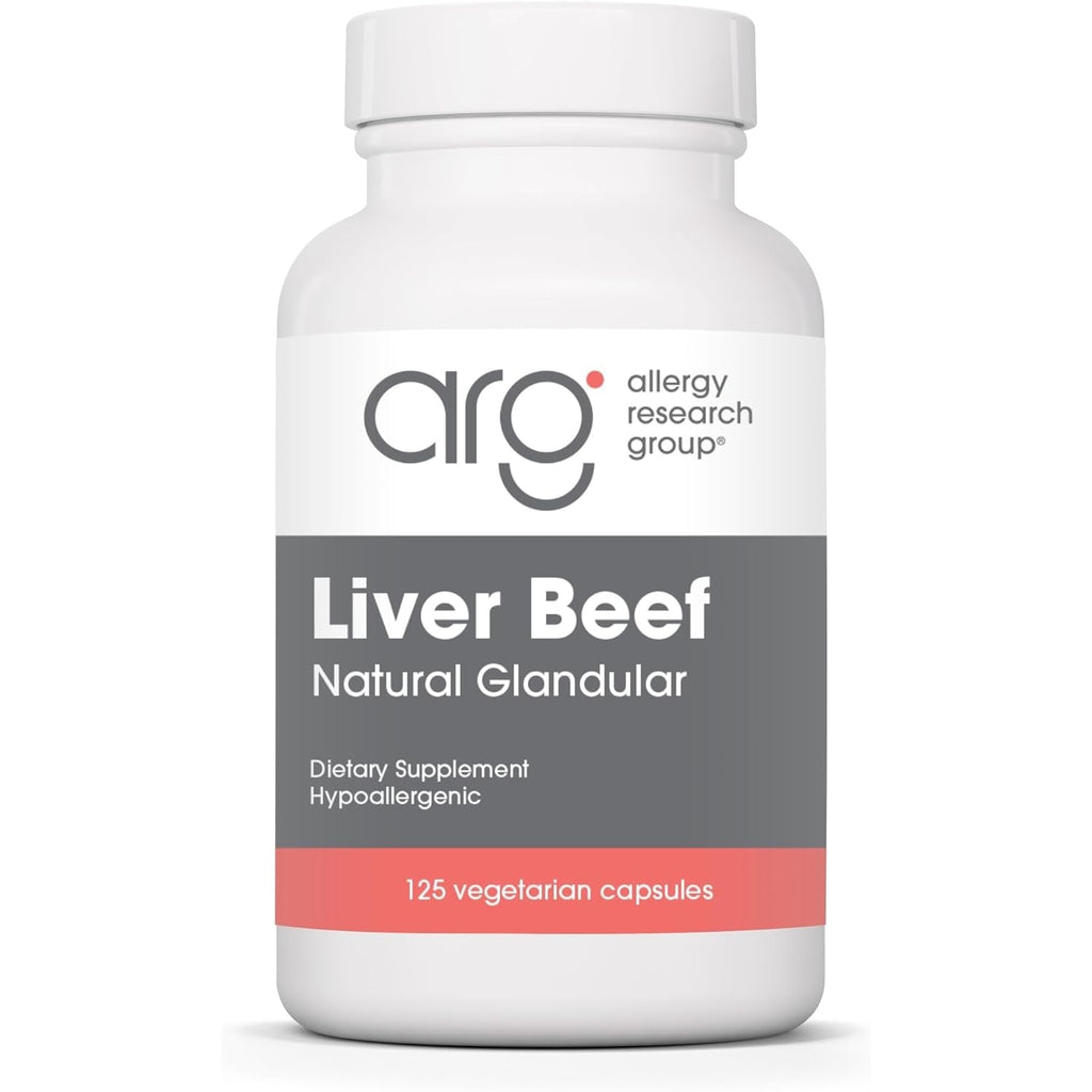 Allergy Research Group ARG Liver Beef Natural Glandular - 1000 Mg Bovine Liver - Supports Liver Function - Hypoallergenic Formula - 62 Servings - 125 Count