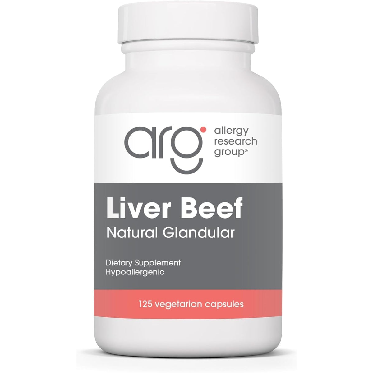 Allergy Research Group ARG Liver Beef Natural Glandular - 1000 Mg Bovine Liver - Supports Liver Function - Hypoallergenic Formula - 62 Servings - 125 Count